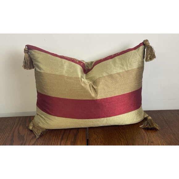 Shanghai Orient West Accent Pillow 16" x 21" Feather Bronze Burgundy Stylish - Picture 2 of 10